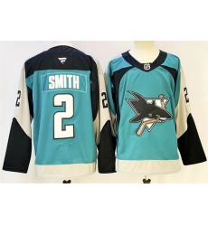 Men San Jose Sharks 2 Will Smith Teal 2025 Alternate Stitched Hockey Jersey Men San Jose Sharks 2 Will Smith Teal 2025 Alternate Stitched Hockey Jersey