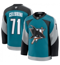 Men San Jose Sharks 71 Macklin Celebrini Teal 2025 Alternate Stitched Hockey Jersey