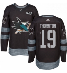 Mens Adidas San Jose Sharks 19 Joe Thornton Authentic Black 1917 2017 100th Anniversary NHL Jersey Mens Adidas San Jose Sharks 19 Joe Thornton Authentic Black 1917 2017 100th Anniversary NHL Jersey