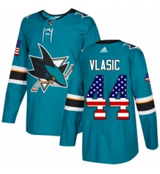Mens Adidas San Jose Sharks 44 Marc Edouard Vlasic Authentic Teal Green USA Flag Fashion NHL Jersey Mens Adidas San Jose Sharks 44 Marc Edouard Vlasic Authentic Teal Green USA Flag Fashion NHL Jersey