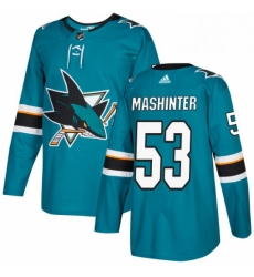 Mens Adidas San Jose Sharks 53 Brandon Mashinter Premier Teal Green Home NHL Jersey Mens Adidas San Jose Sharks 53 Brandon Mashinter Premier Teal Green Home NHL Jersey