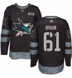 Mens Adidas San Jose Sharks 61 Justin Braun Premier Black 1917 2017 100th Anniversary NHL Jersey Mens Adidas San Jose Sharks 61 Justin Braun Premier Black 1917 2017 100th Anniversary NHL Jersey