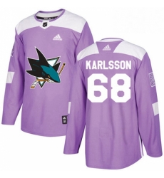 Mens Adidas San Jose Sharks 68 Melker Karlsson Authentic Purple Fights Cancer Practice NHL Jersey Mens Adidas San Jose Sharks 68 Melker Karlsson Authentic Purple Fights Cancer Practice NHL Jersey