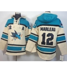 San Jose Sharks #12 Patrick Marleau Cream Stitched NHL Sawyer Hooded Sweatshirt San Jose Sharks #12 Patrick Marleau Cream Stitched NHL Sawyer Hooded Sweatshirt
