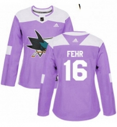 Womens Adidas San Jose Sharks 16 Eric Fehr Authentic Purple Fights Cancer Practice NHL Jerse Womens Adidas San Jose Sharks 16 Eric Fehr Authentic Purple Fights Cancer Practice NHL Jerse
