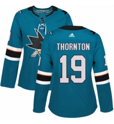 Womens Adidas San Jose Sharks 19 Joe Thornton Authentic Teal Green Home NHL Jersey Womens Adidas San Jose Sharks 19 Joe Thornton Authentic Teal Green Home NHL Jersey