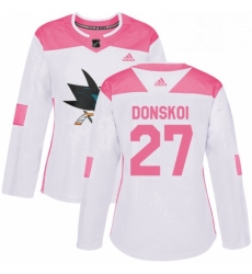 Womens Adidas San Jose Sharks 27 Joonas Donskoi Authentic WhitePink Fashion NHL Jersey Womens Adidas San Jose Sharks 27 Joonas Donskoi Authentic WhitePink Fashion NHL Jersey
