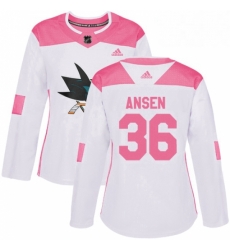 Womens Adidas San Jose Sharks 36 Jannik Hansen Authentic WhitePink Fashion NHL Jersey Womens Adidas San Jose Sharks 36 Jannik Hansen Authentic WhitePink Fashion NHL Jersey