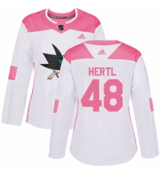 Womens Adidas San Jose Sharks 48 Tomas Hertl Authentic WhitePink Fashion NHL Jersey Womens Adidas San Jose Sharks 48 Tomas Hertl Authentic WhitePink Fashion NHL Jersey
