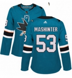 Womens Adidas San Jose Sharks 53 Brandon Mashinter Authentic Teal Green Home NHL Jersey Womens Adidas San Jose Sharks 53 Brandon Mashinter Authentic Teal Green Home NHL Jersey