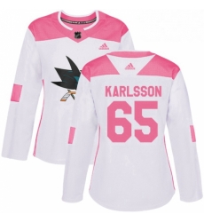Womens Adidas San Jose Sharks 65 Erik Karlsson Authentic White Pink Fashion NHL Jersey Womens Adidas San Jose Sharks 65 Erik Karlsson Authentic White Pink Fashion NHL Jersey