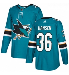 Youth Adidas San Jose Sharks 36 Jannik Hansen Authentic Teal Green Home NHL Jersey Youth Adidas San Jose Sharks 36 Jannik Hansen Authentic Teal Green Home NHL Jersey