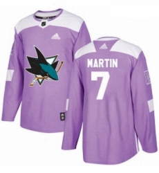 Youth Adidas San Jose Sharks 7 Paul Martin Authentic Purple Fights Cancer Practice NHL Jersey Youth Adidas San Jose Sharks 7 Paul Martin Authentic Purple Fights Cancer Practice NHL Jersey