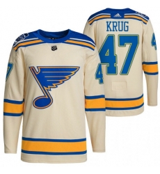 Men St Louis Blues 47 Torey Krug Cream 2022 Winter Classic Stitched jersey Men St Louis Blues 47 Torey Krug Cream 2022 Winter Classic Stitched jersey