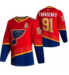 Men St Louis Blues 91 Vladimir Tarasenko Red Adidas 2020 21 Reverse Retro Alternate NHL Jersey Men St Louis Blues 91 Vladimir Tarasenko Red Adidas 2020 21 Reverse Retro Alternate NHL Jersey