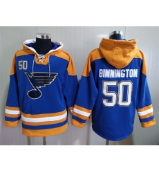 Men's St. Louis Blues #50 Jordan Binnington Blue Ageless Must-Have Lace-Up Pullover Hoodie Men's St. Louis Blues #50 Jordan Binnington Blue Ageless Must-Have Lace-Up Pullover Hoodie