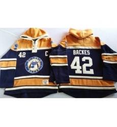 St. Louis Blues 42 David Backes Navy Blue Gold Sawyer Hooded Sweatshirt Stitched Jersey St. Louis Blues 42 David Backes Navy Blue Gold Sawyer Hooded Sweatshirt Stitched Jersey