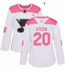 Womens Adidas St Louis Blues 20 Alexander Steen Authentic WhitePink Fashion NHL Jersey Womens Adidas St Louis Blues 20 Alexander Steen Authentic WhitePink Fashion NHL Jersey