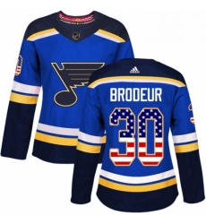 Womens Adidas St Louis Blues 30 Martin Brodeur Authentic Blue USA Flag Fashion NHL Jersey Womens Adidas St Louis Blues 30 Martin Brodeur Authentic Blue USA Flag Fashion NHL Jersey
