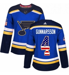 Womens Adidas St Louis Blues 4 Carl Gunnarsson Authentic Blue USA Flag Fashion NHL Jersey Womens Adidas St Louis Blues 4 Carl Gunnarsson Authentic Blue USA Flag Fashion NHL Jersey