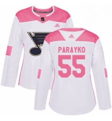 Womens Adidas St Louis Blues 55 Colton Parayko Authentic WhitePink Fashion NHL Jersey Womens Adidas St Louis Blues 55 Colton Parayko Authentic WhitePink Fashion NHL Jersey