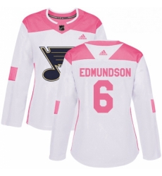 Womens Adidas St Louis Blues 6 Joel Edmundson Authentic WhitePink Fashion NHL Jersey Womens Adidas St Louis Blues 6 Joel Edmundson Authentic WhitePink Fashion NHL Jersey