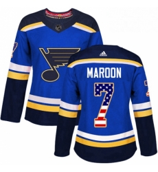 Womens Adidas St Louis Blues 7 Patrick Maroon Authentic Blue USA Flag Fashion NHL Jersey Womens Adidas St Louis Blues 7 Patrick Maroon Authentic Blue USA Flag Fashion NHL Jersey