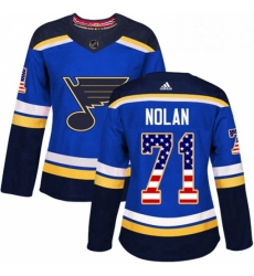 Womens Adidas St Louis Blues 71 Jordan Nolan Authentic Blue USA Flag Fashion NHL Jersey Womens Adidas St Louis Blues 71 Jordan Nolan Authentic Blue USA Flag Fashion NHL Jersey