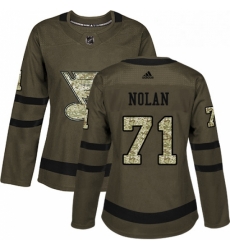 Womens Adidas St Louis Blues 71 Jordan Nolan Authentic Green Salute to Service NHL Jersey Womens Adidas St Louis Blues 71 Jordan Nolan Authentic Green Salute to Service NHL Jersey