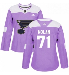 Womens Adidas St Louis Blues 71 Jordan Nolan Authentic Purple Fights Cancer Practice NHL Jersey Womens Adidas St Louis Blues 71 Jordan Nolan Authentic Purple Fights Cancer Practice NHL Jersey