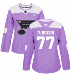 Womens Adidas St Louis Blues 77 Pierre Turgeon Authentic Purple Fights Cancer Practice NHL Jersey Womens Adidas St Louis Blues 77 Pierre Turgeon Authentic Purple Fights Cancer Practice NHL Jersey