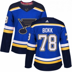 Womens Adidas St Louis Blues 78 Dominik Bokk Authentic Royal Blue Home NHL Jersey 