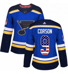 Womens Adidas St Louis Blues 9 Shayne Corson Authentic Blue USA Flag Fashion NHL Jersey Womens Adidas St Louis Blues 9 Shayne Corson Authentic Blue USA Flag Fashion NHL Jersey