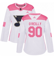 Womens Adidas St Louis Blues 90 Ryan OReilly Authentic White Pink Fashion NHL Jerse Womens Adidas St Louis Blues 90 Ryan OReilly Authentic White Pink Fashion NHL Jerse