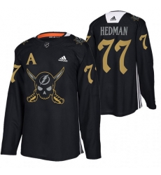Men Tampa Bay Lightning 77 Victor Hedman Black Gasparilla Inspired Pirate Themed Warmup Stitched jersey Men Tampa Bay Lightning 77 Victor Hedman Black Gasparilla Inspired Pirate Themed Warmup Stitched jersey