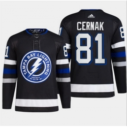Men Tampa Bay Lightning 81 Erik Cernak Black Alternate Premier Breakaway Stitched Jersey