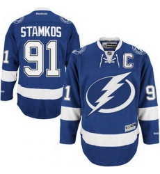 Mens Tampa Bay Lightning Steven Stamkos Reebok Blue Home Captain Premier Jersey Mens Tampa Bay Lightning Steven Stamkos Reebok Blue Home Captain Premier Jersey