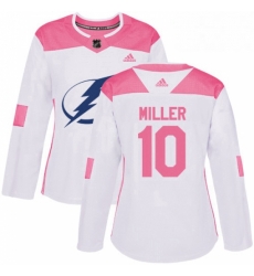 Womens Adidas Tampa Bay Lightning 10 JT Miller Authentic White Pink Fashion NHL Jerse Womens Adidas Tampa Bay Lightning 10 JT Miller Authentic White Pink Fashion NHL Jerse
