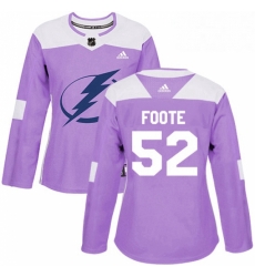Womens Adidas Tampa Bay Lightning 52 Callan Foote Authentic Purple Fights Cancer Practice NHL Jersey Womens Adidas Tampa Bay Lightning 52 Callan Foote Authentic Purple Fights Cancer Practice NHL Jersey