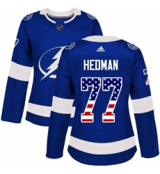 Womens Adidas Tampa Bay Lightning 77 Victor Hedman Authentic Blue USA Flag Fashion NHL Jersey Womens Adidas Tampa Bay Lightning 77 Victor Hedman Authentic Blue USA Flag Fashion NHL Jersey