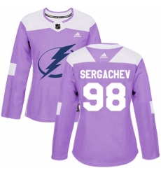 Womens Adidas Tampa Bay Lightning 98 Mikhail Sergachev Authentic Purple Fights Cancer Practice NHL Jersey Womens Adidas Tampa Bay Lightning 98 Mikhail Sergachev Authentic Purple Fights Cancer Practice NHL Jersey