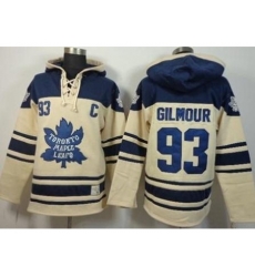 Toronto Maple Leafs 93 Doug Gilmour Cream Stitched NHL Sawyer Hooded Sweatshirt Toronto Maple Leafs 93 Doug Gilmour Cream Stitched NHL Sawyer Hooded Sweatshirt