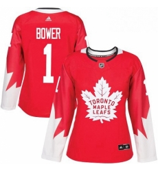 Womens Adidas Toronto Maple Leafs 1 Johnny Bower Authentic Red Alternate NHL Jersey Womens Adidas Toronto Maple Leafs 1 Johnny Bower Authentic Red Alternate NHL Jersey