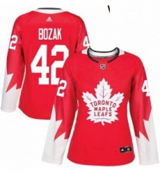 Womens Adidas Toronto Maple Leafs 42 Tyler Bozak Authentic Red Alternate NHL Jersey Womens Adidas Toronto Maple Leafs 42 Tyler Bozak Authentic Red Alternate NHL Jersey