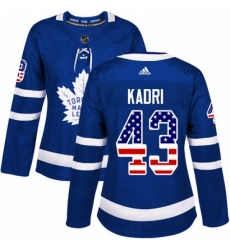 Womens Adidas Toronto Maple Leafs 43 Nazem Kadri Authentic Royal Blue USA Flag Fashion NHL Jersey Womens Adidas Toronto Maple Leafs 43 Nazem Kadri Authentic Royal Blue USA Flag Fashion NHL Jersey