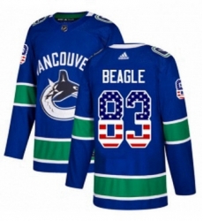 Mens Adidas Vancouver Canucks 83 Jay Beagle Authentic Blue USA Flag Fashion NHL Jersey Mens Adidas Vancouver Canucks 83 Jay Beagle Authentic Blue USA Flag Fashion NHL Jersey