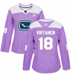 Womens Adidas Vancouver Canucks 18 Jake Virtanen Authentic Purple Fights Cancer Practice NHL Jersey Womens Adidas Vancouver Canucks 18 Jake Virtanen Authentic Purple Fights Cancer Practice NHL Jersey