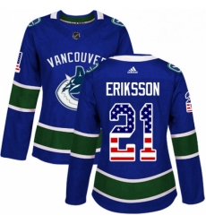 Womens Adidas Vancouver Canucks 21 Loui Eriksson Authentic Blue USA Flag Fashion NHL Jersey Womens Adidas Vancouver Canucks 21 Loui Eriksson Authentic Blue USA Flag Fashion NHL Jersey