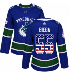 Womens Adidas Vancouver Canucks 55 Alex Biega Authentic Blue USA Flag Fashion NHL Jersey Womens Adidas Vancouver Canucks 55 Alex Biega Authentic Blue USA Flag Fashion NHL Jersey