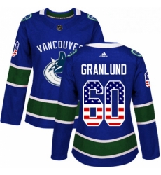 Womens Adidas Vancouver Canucks 60 Markus Granlund Authentic Blue USA Flag Fashion NHL Jersey Womens Adidas Vancouver Canucks 60 Markus Granlund Authentic Blue USA Flag Fashion NHL Jersey